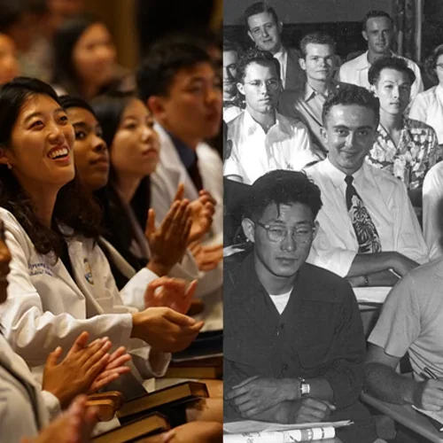 The classroom at David Geffen School of Medicine, 1955 and 2025
