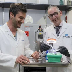 Dr. Bryan Burt, right, pictured with research scientist Dr. Alberto Antonicelli. 