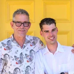 Joe Henry and his son, Franklin, who has a rare genetic mutation
