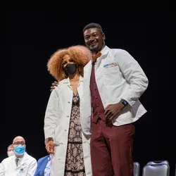 Aboubacar Cherif at the White Coat Ceremony, a milestone in his becoming a doctor journey  