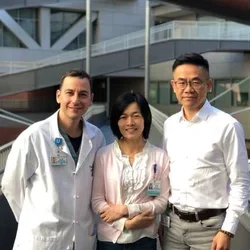 Dr. Vatche Agopian, Director, Dumont-UCLA Liver Cancer Center; Dr. Yazhen Zhu, co-director of the liquid biopsy laboratory at UCLA; and Hsian-Rong Tseng of the UCLA Jonsson Comprehensive Cancer Center
