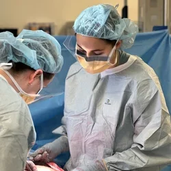 Medical student Mikayla Mefford, pictured here completing training in the operating room, shares her story of becoming a doctor