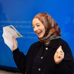 UCLA medical student Reem Karmouta, pictured celebrating Match Day, discusses matching into residency.
