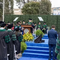 Dean Dubinett speaks to the 2024 graduates of the David Geffen School of Medicine at UCLA
