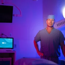 Kidney Transplant Surgery Specialist UCLA Medical School Jeffrey Veale posing the OR