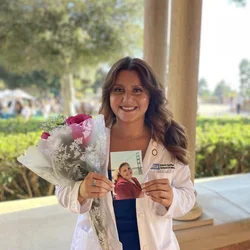 Medical student Maria Tercero Paz, pictured here in her White Coat, shares her story of becoming a doctor 
