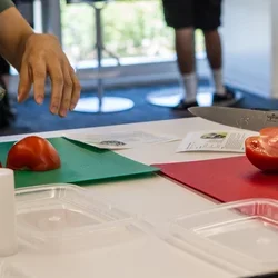 A sports nutritionist running a food demonstration 