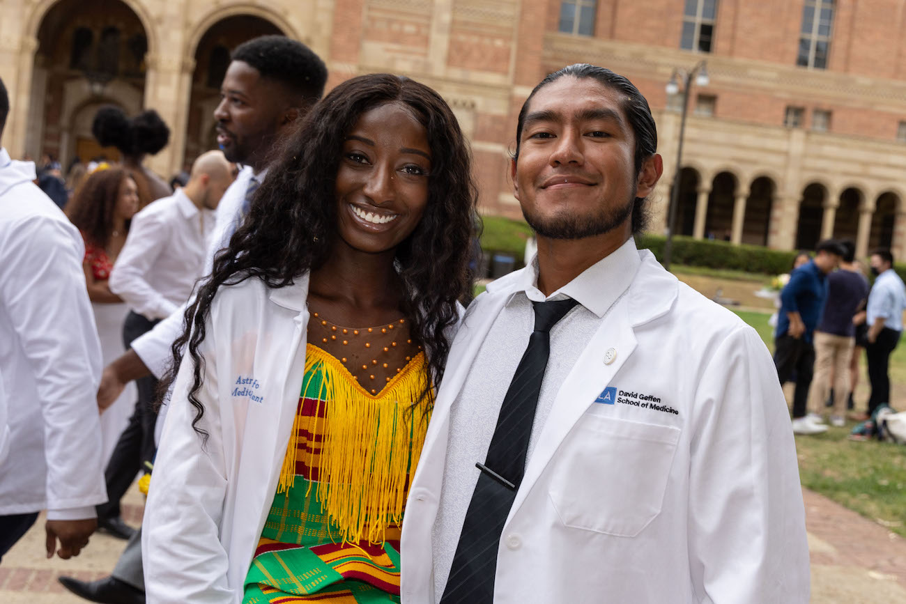 Faustino Gonzalez Barrales and a friend during their White Coat Ceremony