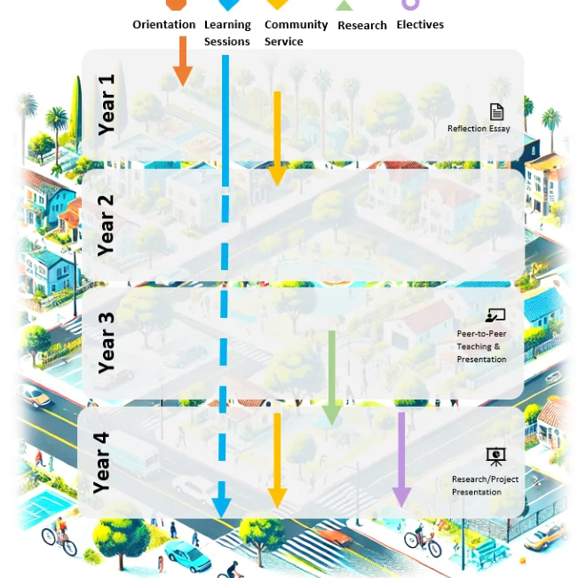 Pathway schematic describing four years