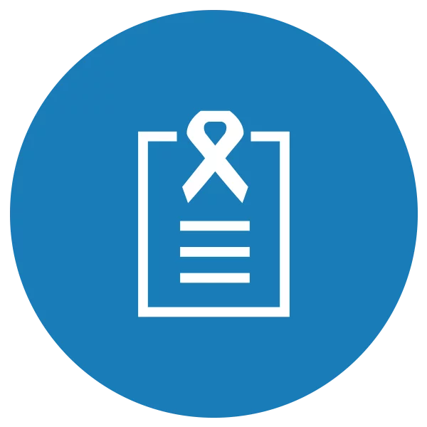 Blue and white icon representing AIDS research
