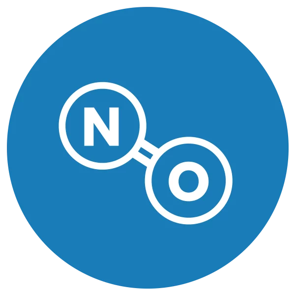 Blue and white icon representing molecular signaling