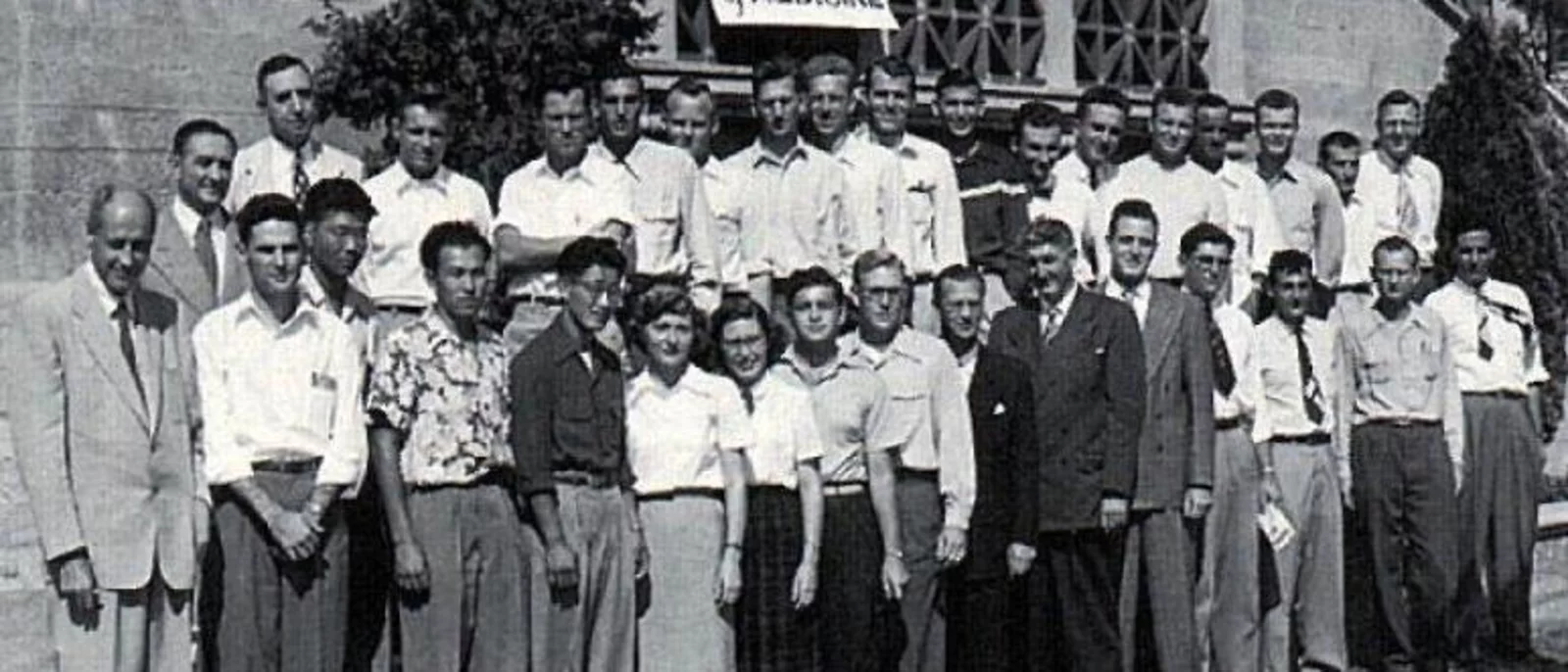 medical school students in the 1960s outside the leconte building