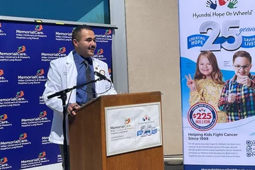Medical student Antony Alvarado, pictured here speaking at an event, shares his story of becoming a doctor.  