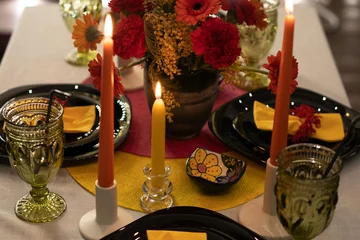 candlelit dinner set up 
