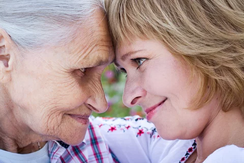 Alzheimer's and Dementia Adult Children Caregiver Support Group Elderly Woman Hugging Adult Daughter