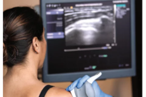 Woman receiving ultrasound