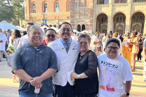 Medical student Mario Eusebio, pictured with his family, shares his becoming a doctor story
