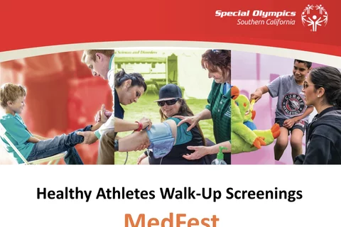 special olympics flyer, athletes at health screening events 