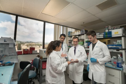 Antoni Ribas, MD, PhD in lab with his team