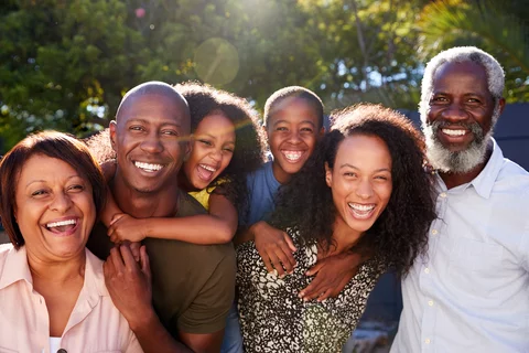 Black multigenerational family smiling