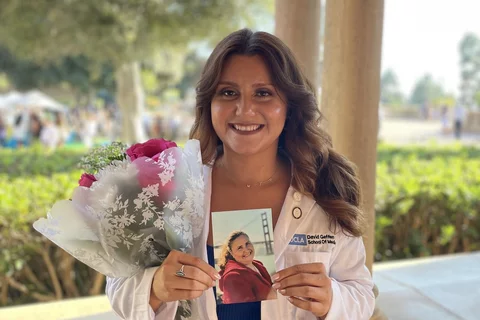 Medical student Maria Tercero Paz, pictured here in her White Coat, shares her story of becoming a doctor