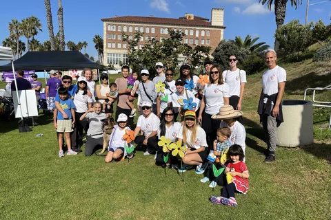 Easton Center faculty and staff gathering outside for the 2023 walk