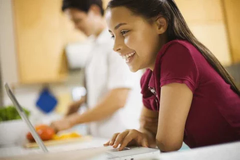 Teen on computer