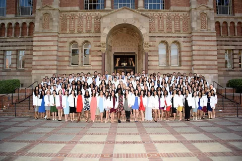 The David Geffen School of Medicine at UCLA White Coat Ceremony took place on Feb. 24 at Royce Hall on the UCLA campus. It was a make-up ceremony to the standard fall event in August 2020. (GradImages)