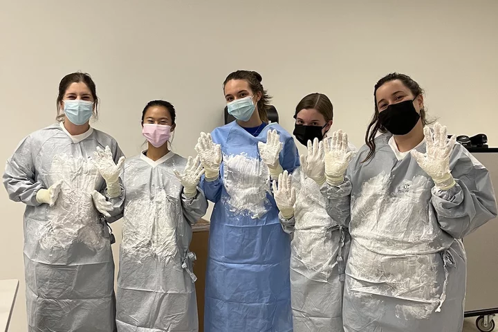 Medical student Chelsea Pan, pictured here with classmates during the COVID-19 pandemic, shares her story of becoming a doctor