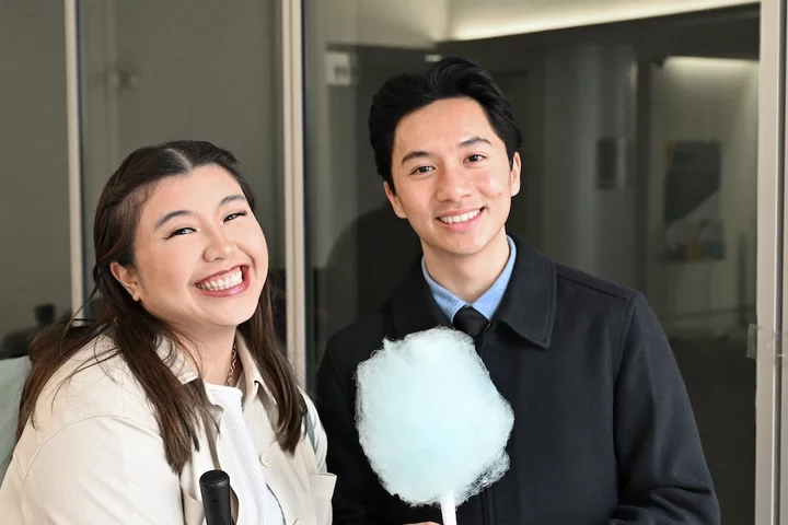 two people smiling