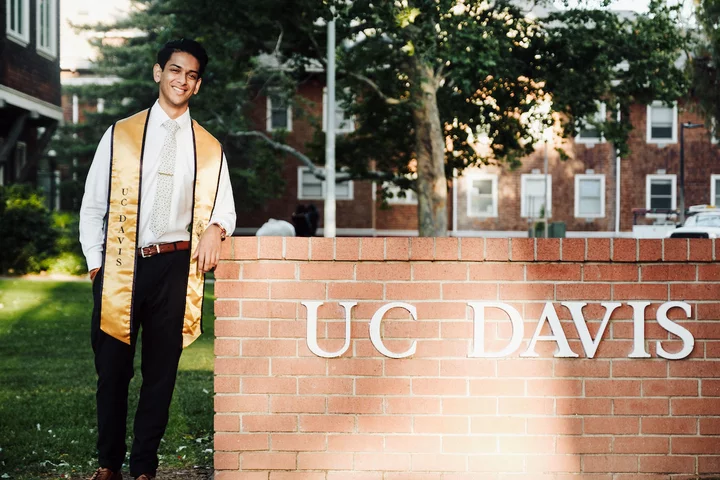 UCLA’s first medical informatics PhD, Samir Akre, pictured at his undergraduate graduation from the University of California, Davis.