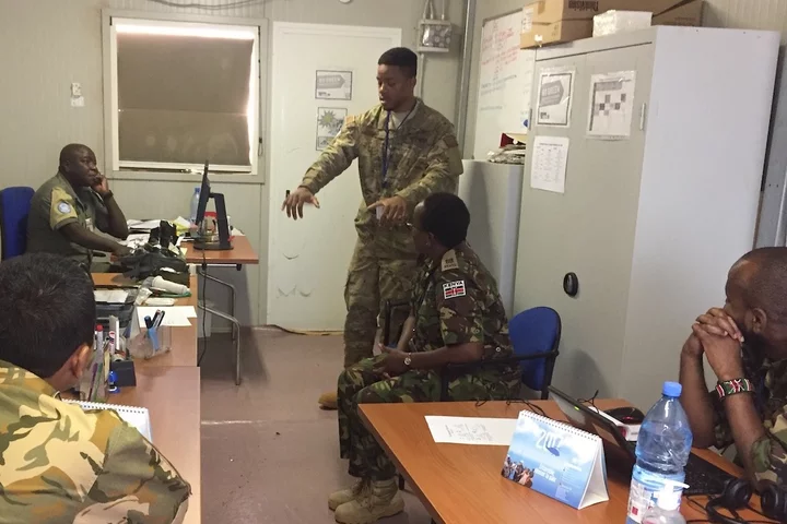 Medical student Laz Curry during his time with the United Nations Multidimensional Integrated Stabilization Mission in Mali, Africa (MINUSMA).