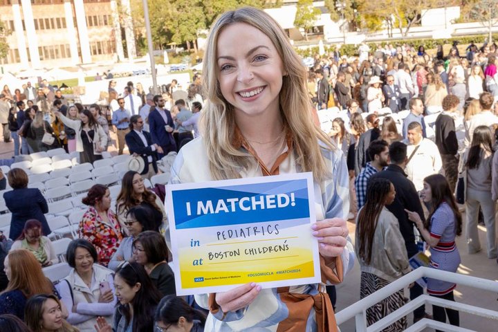 Medical student Alexandra Keir pictured with her residency match results