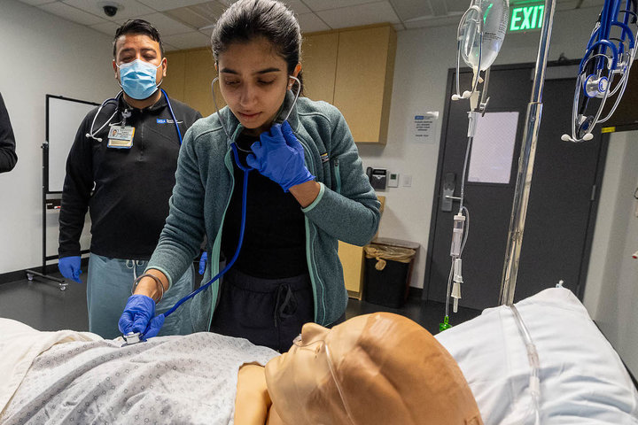 UCLA medical student Kirandeep Kaur, pictured during simulation training, talks about matching into residency. 