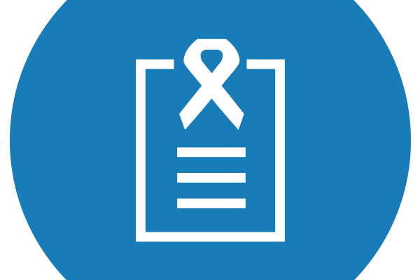 Blue and white icon representing AIDS research