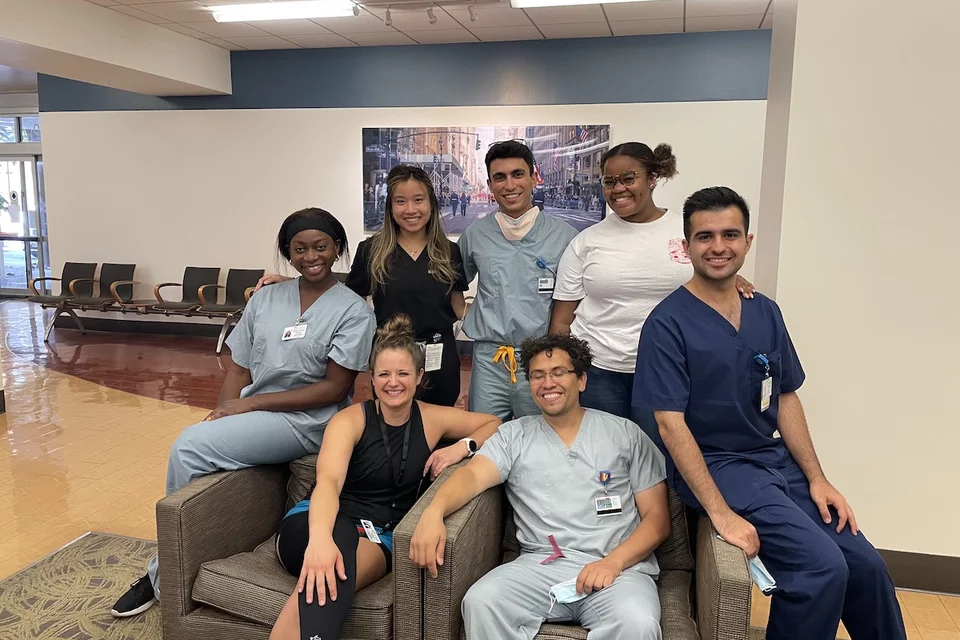 Becoming a doctor: Ky'Tavia Stafford-Carreker at her medical school classmates