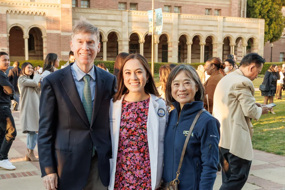 Medical student Clare Moffatt, pictured here with her parents, shares her story of becoming a doctor
