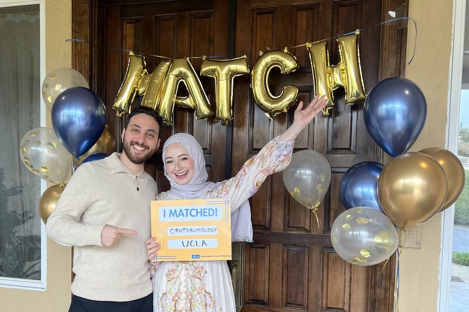 UCLA medical student Reem Karmouta, pictured celebrating Match Day, discusses matching into residency.