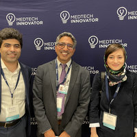 From left: UCLA project scientist and Symphony chief scientific officer Mahdi Hasani, UCLA professor Manish Butte, and UCLA alumna and Symphony CEO Negin Majedi