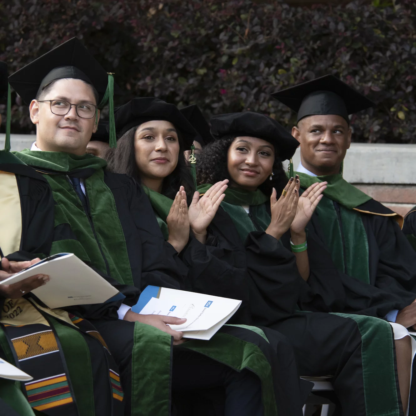 A group of graduating UCLA/CDU Medical Education Program students at the 2022 DGSOM commencement ceremony.