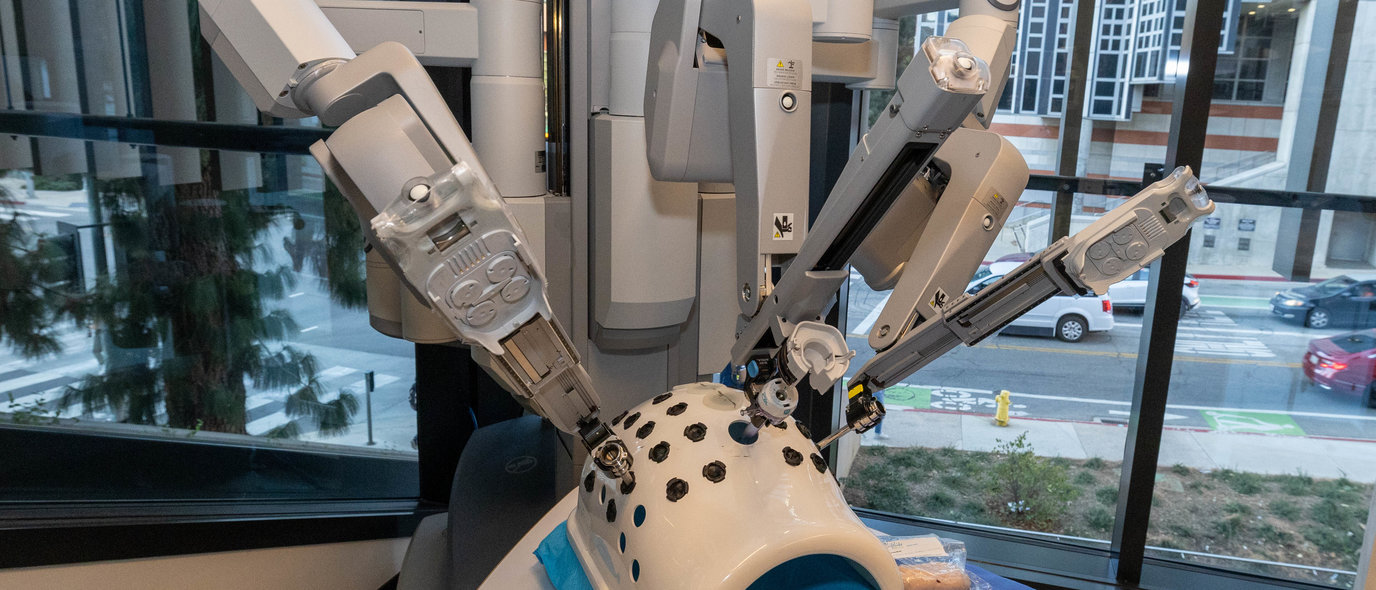 The robotic surgery simulator is one of the cutting-edge tools in the new Rosenfeld Hall