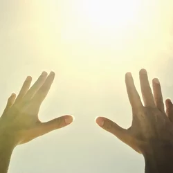Hands reaching in the sky