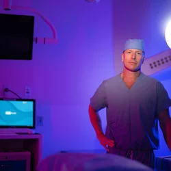 Kidney Transplant Surgery Specialist UCLA Medical School Jeffrey Veale posing the OR