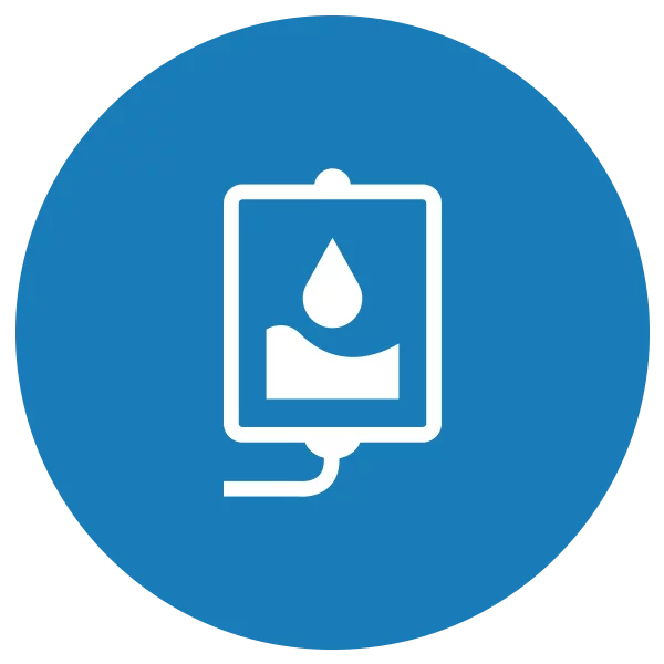 Blue and white icon representing a leukemia drug treatment