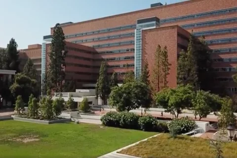 An exterior photo of the South Tower research space