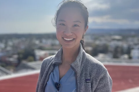 Medical student Chelsea Pan, pictured on the roof of a hospital, shares her story of becoming a doctor